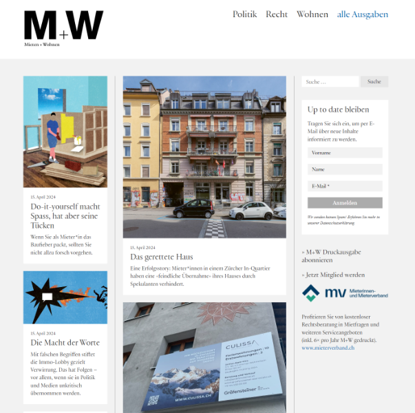 Screenshot Website M+W